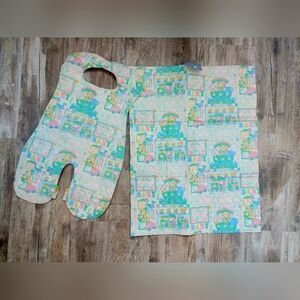 Hand made baby full body Bib and travel change pad set